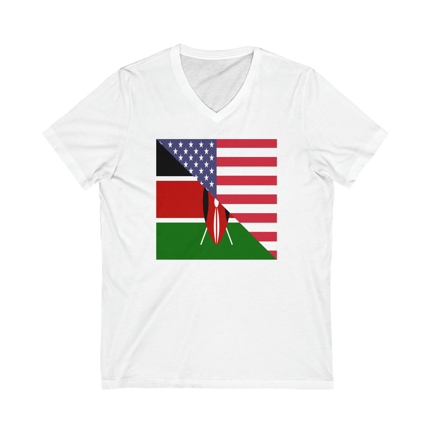 Kenyan American Flag Kenya USA V-Neck T-Shirt | Unisex Vee Shirt