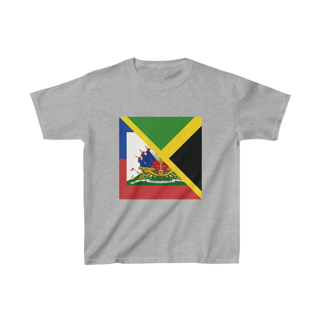 Kids Haitian Jamaican Flag | Half Jamaica Haiti T-Shirt | Unisex Tee Shirt