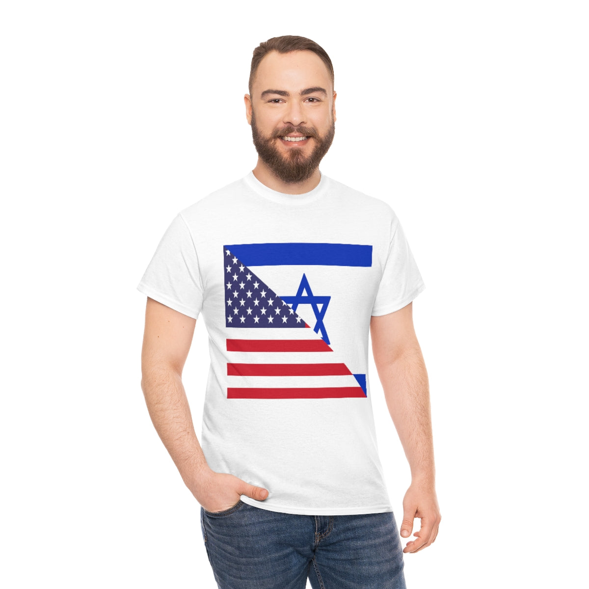 Israel American Flag Half Israeli USA T-Shirt | Unisex Tee Shirt