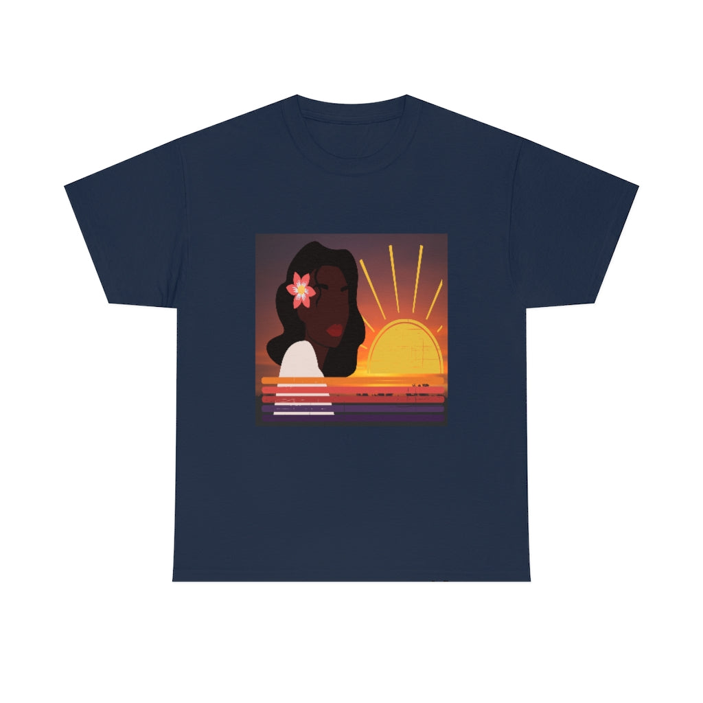 Black Woman Summer Sunrise Sunset T-Shirt | Unisex Men Women Shirt