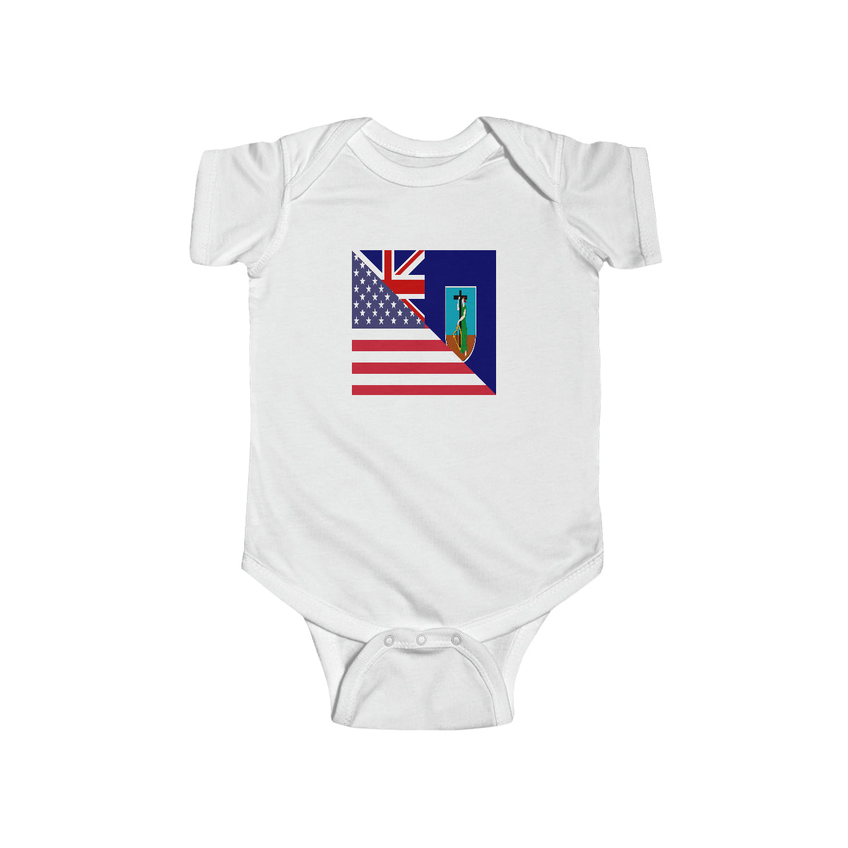 Montserrat American Flag Half Montserratian USA Baby Bodysuit | Newborn Boy Girl