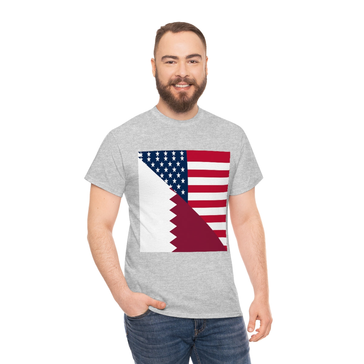 Qatar American Flag Half Qatari USA T-Shirt | Unisex Tee Shirt