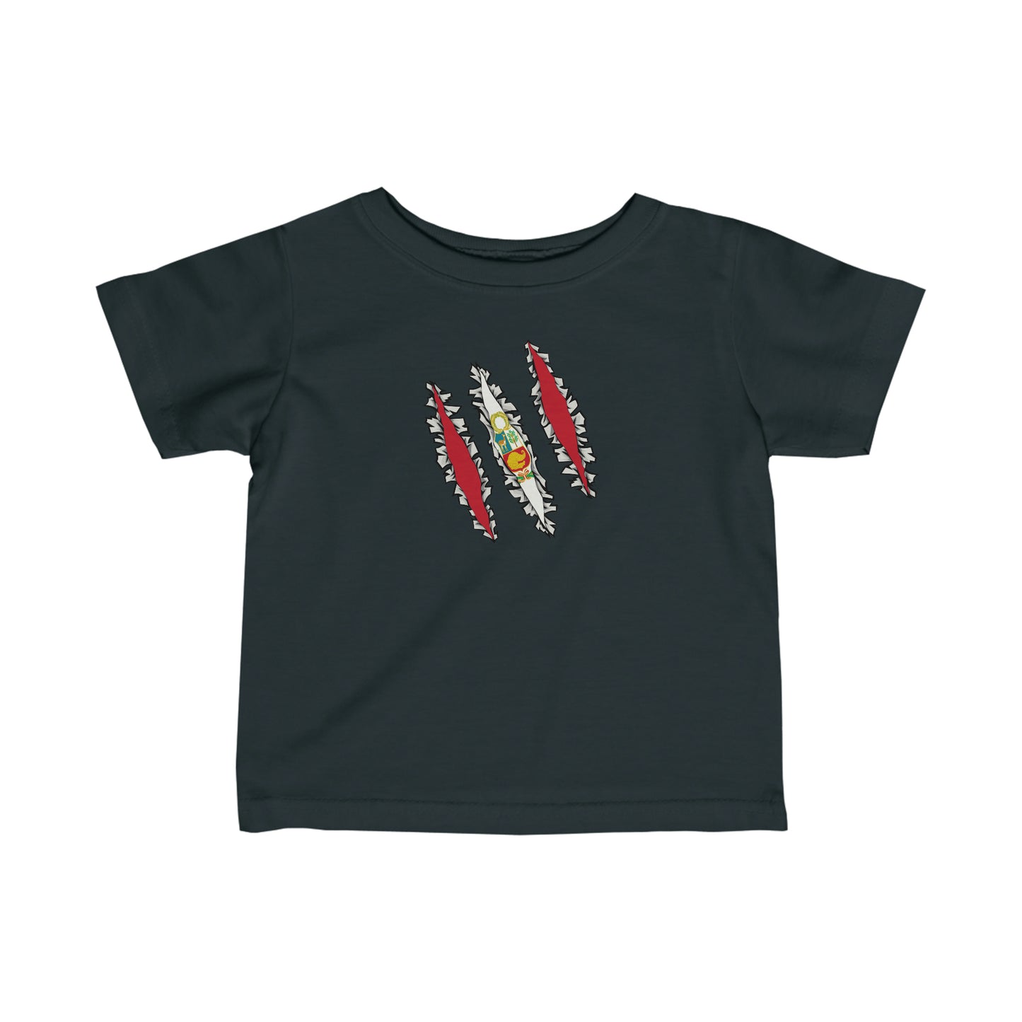 Infant Slashed Peru Flag | Peruvian Toddler Tee Shirt