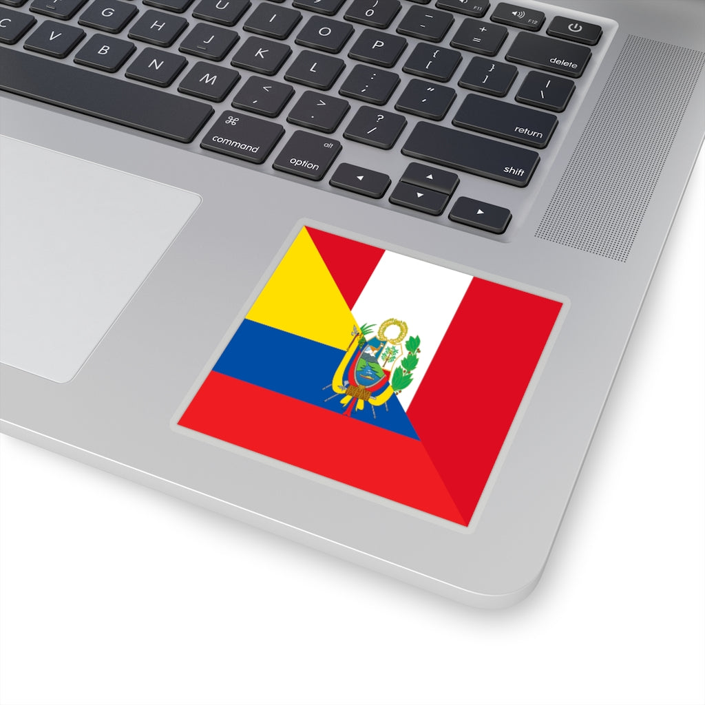 Half Peru Ecuador Flag Sticker | Ecuadorian Peruvian Accessory