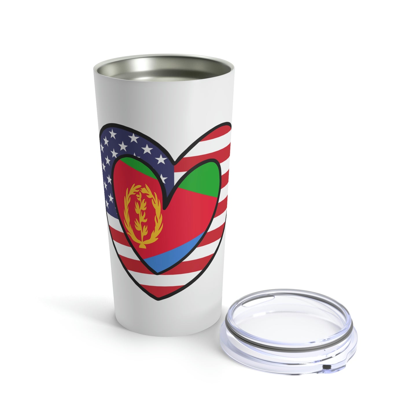 American Eritrean Flag Heart Valentines Day Gift USA Eritrea Tumbler 20oz