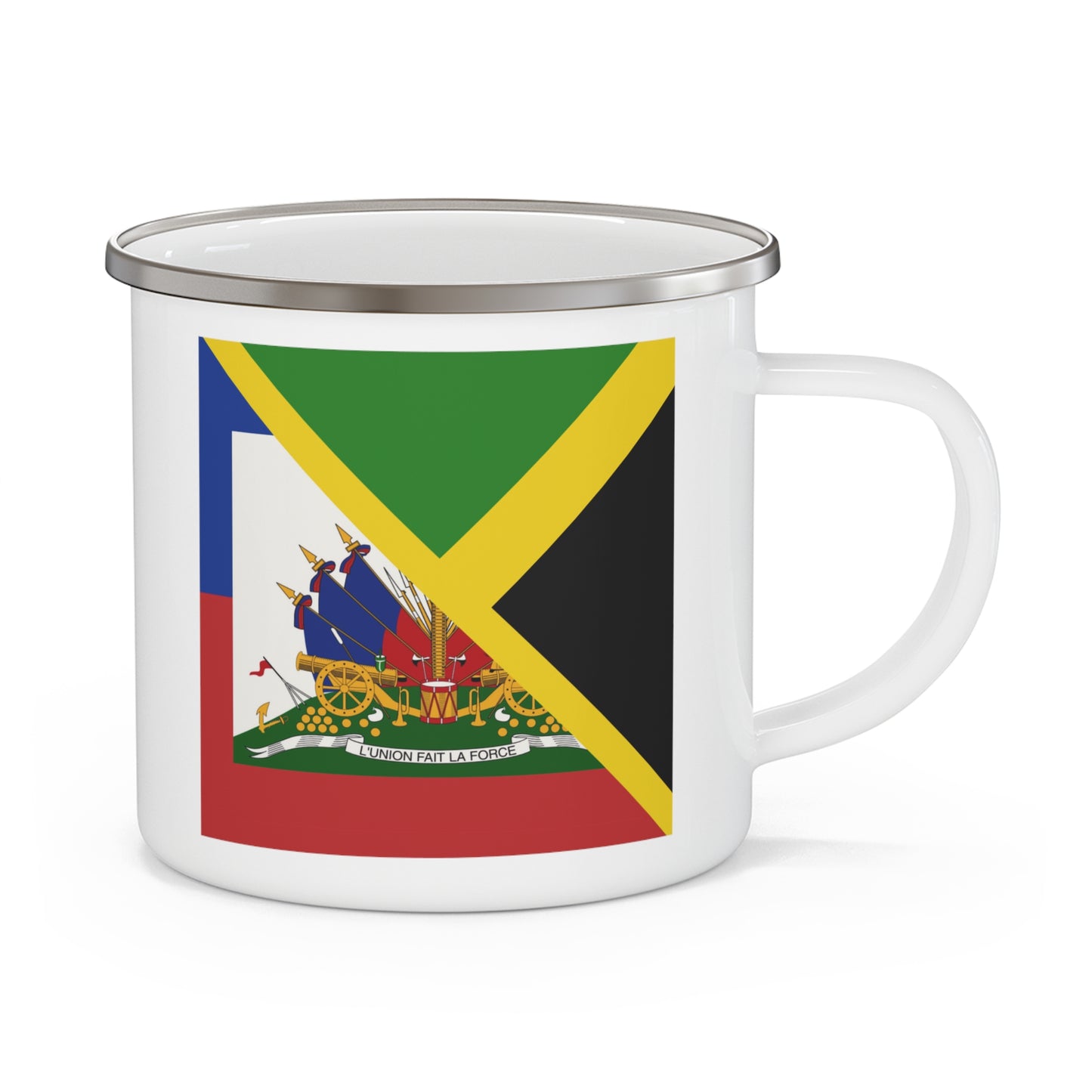 Haitian Jamaican Flag | Half Jamaica Haiti 12oz Enamel Mug