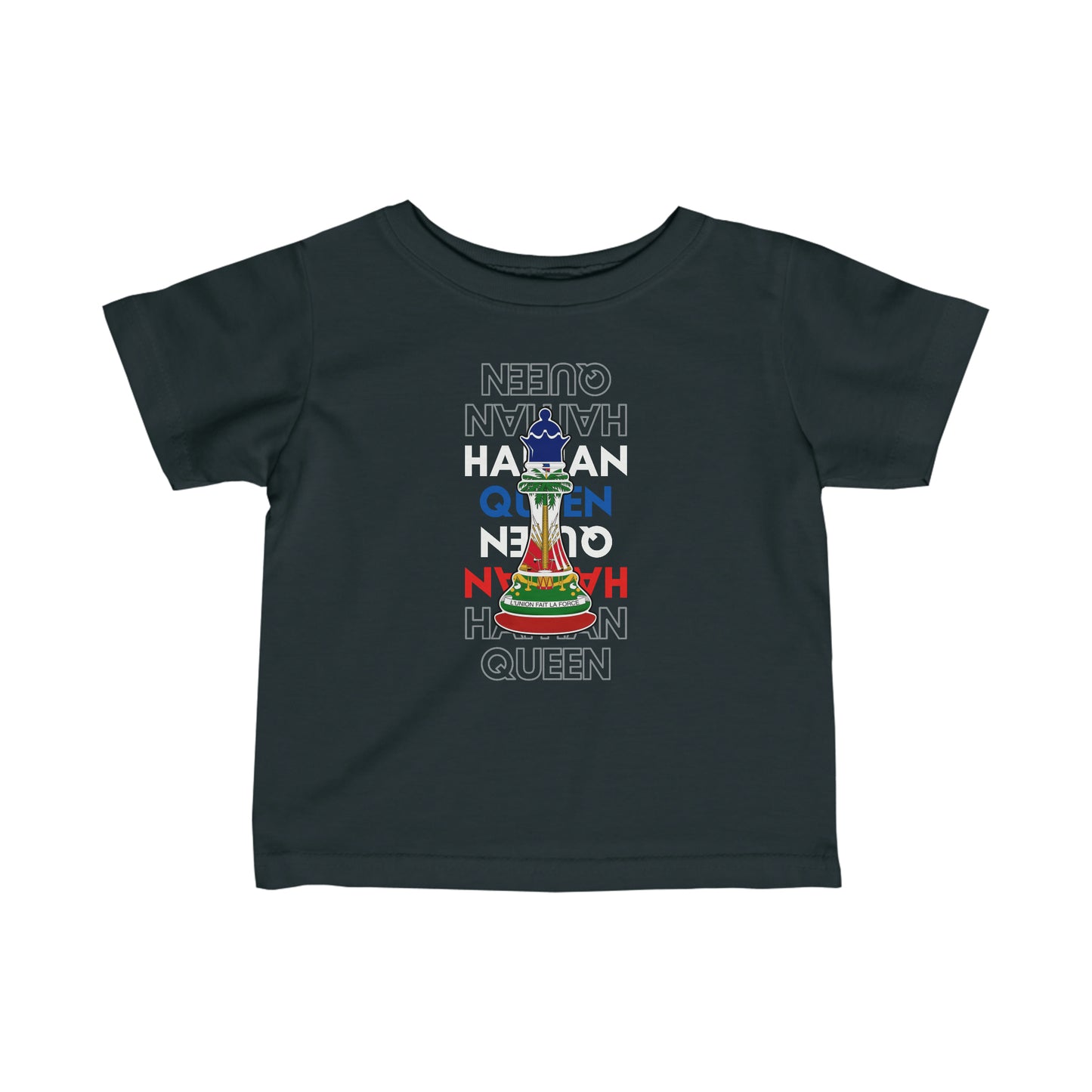 Infant Haitian Queen Chess Piece Text | Haiti Flag Toddler Tee Shirt