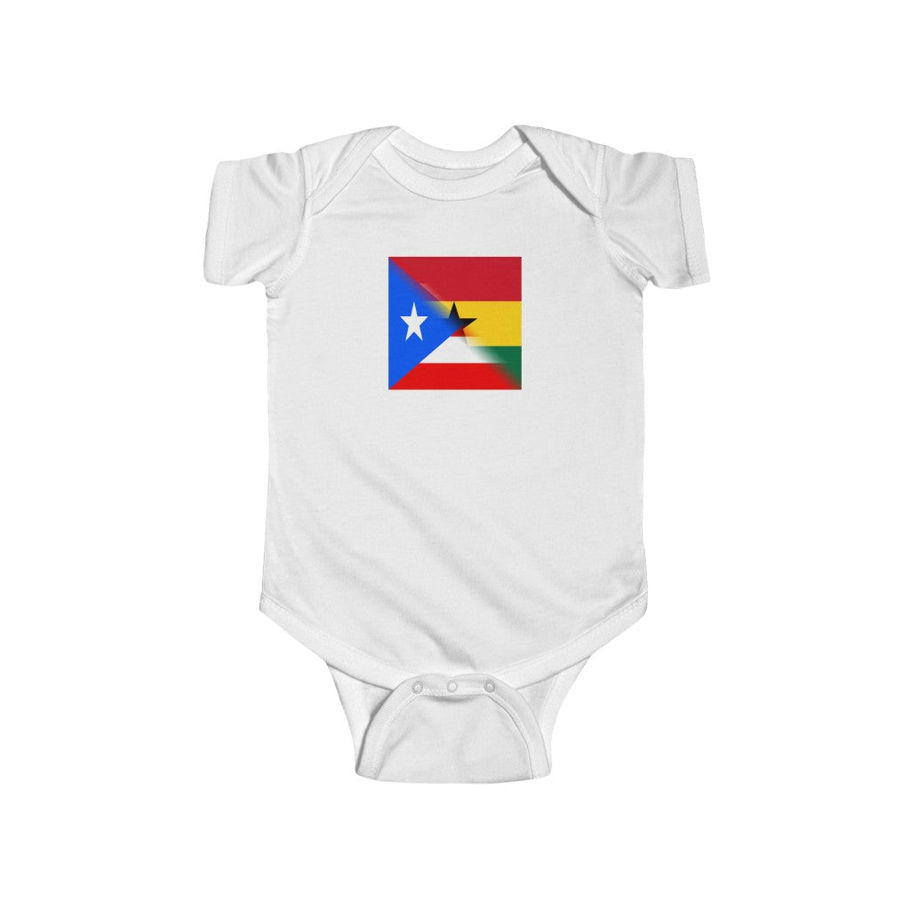 Puerto Rican Ghanaian Flag Baby Bodysuit | Ghana Newborn Girl Boy