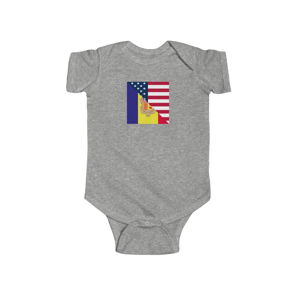 Andorran American Flag Baby Bodysuit | Andorra USA Clothing