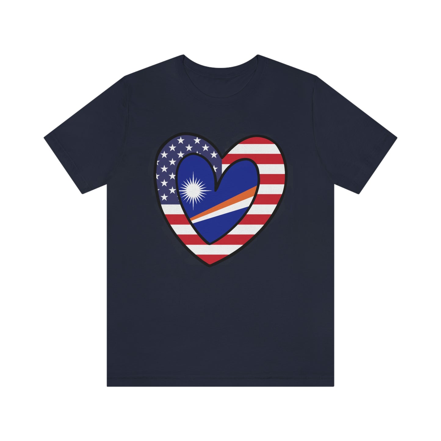 Marshal Islands American Heart Valentines Day Gift Tee Shirt | Marshallese USA Flag Wedding T-Shirt