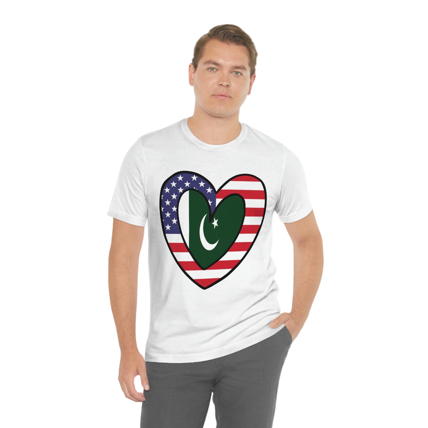 Pakistani American Heart Valentines Day Gift Tee Shirt | Half Pakistani USA Flag T-Shirt