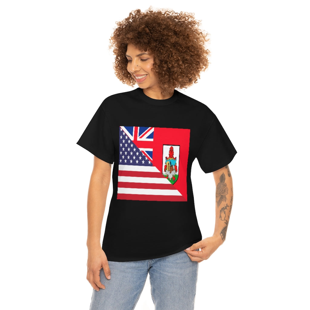 Bermudan American Flag Tee Shirt | Bermuda USA Tshirt