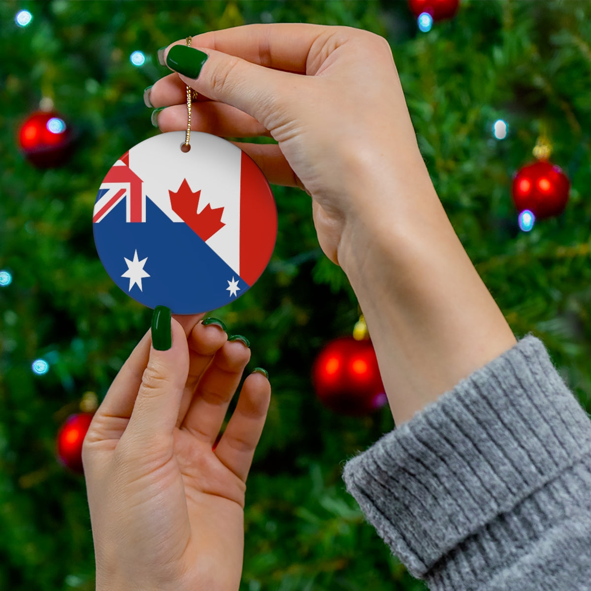 Australian Canadian Flag Ceramic Ornaments | Australia Canada Holiday Christmas Tree