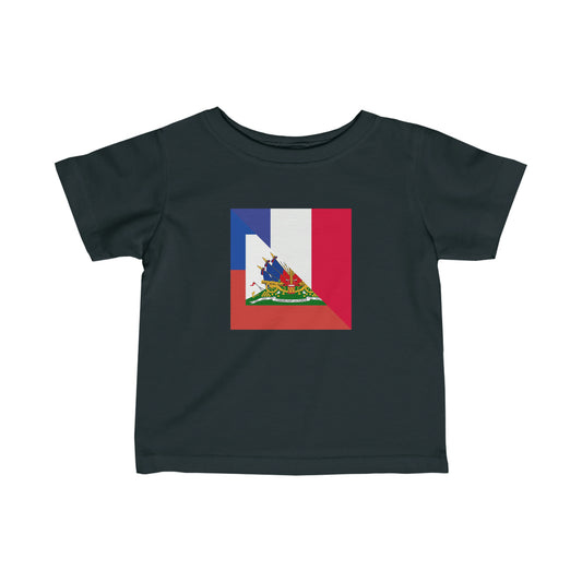 Infant Haitian French Flag Half Haiti France Toddler Tee Shirt