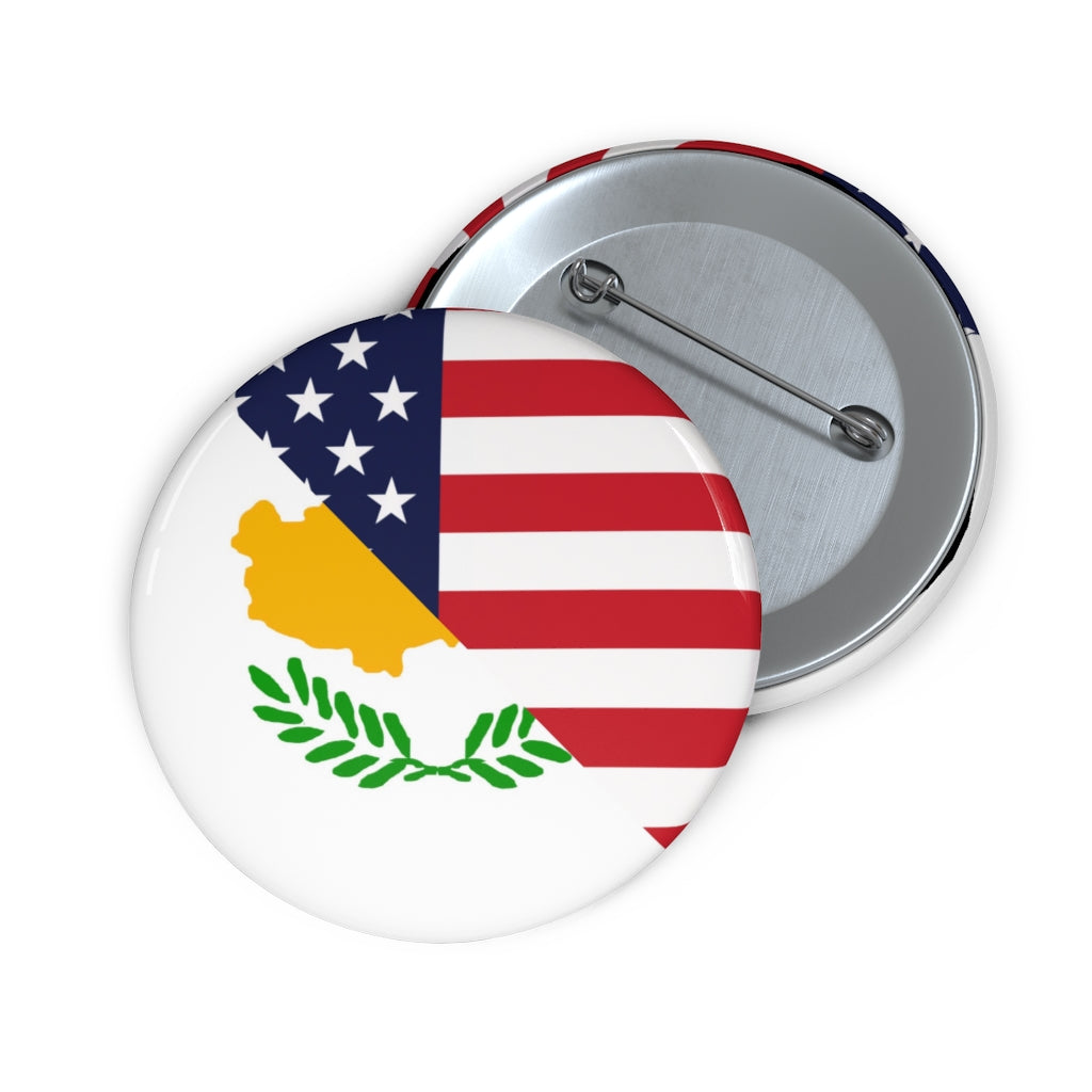 Cyprus American Flag Pin Button | Half Cypriot USA