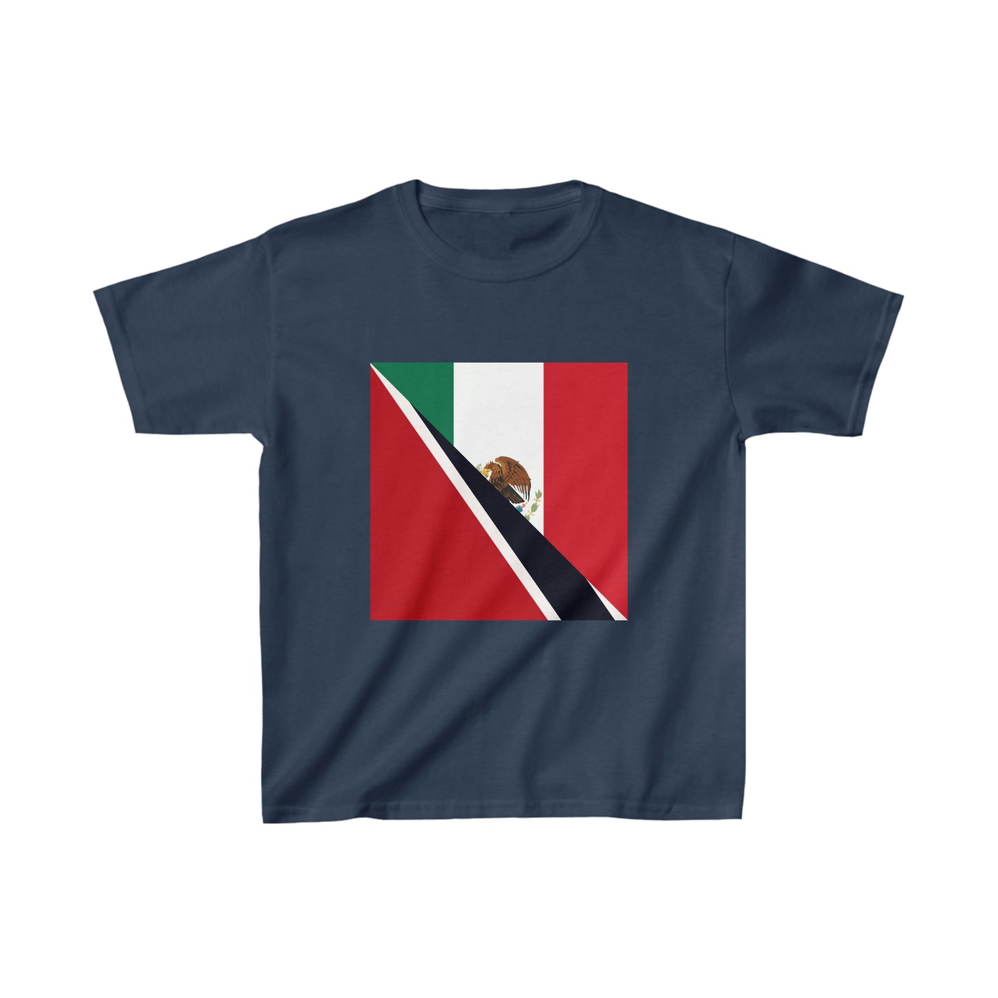 Kids Trini Mexican Flag Half Trinidad Tobago Mexico T-Shirt | Unisex Tee Shirt