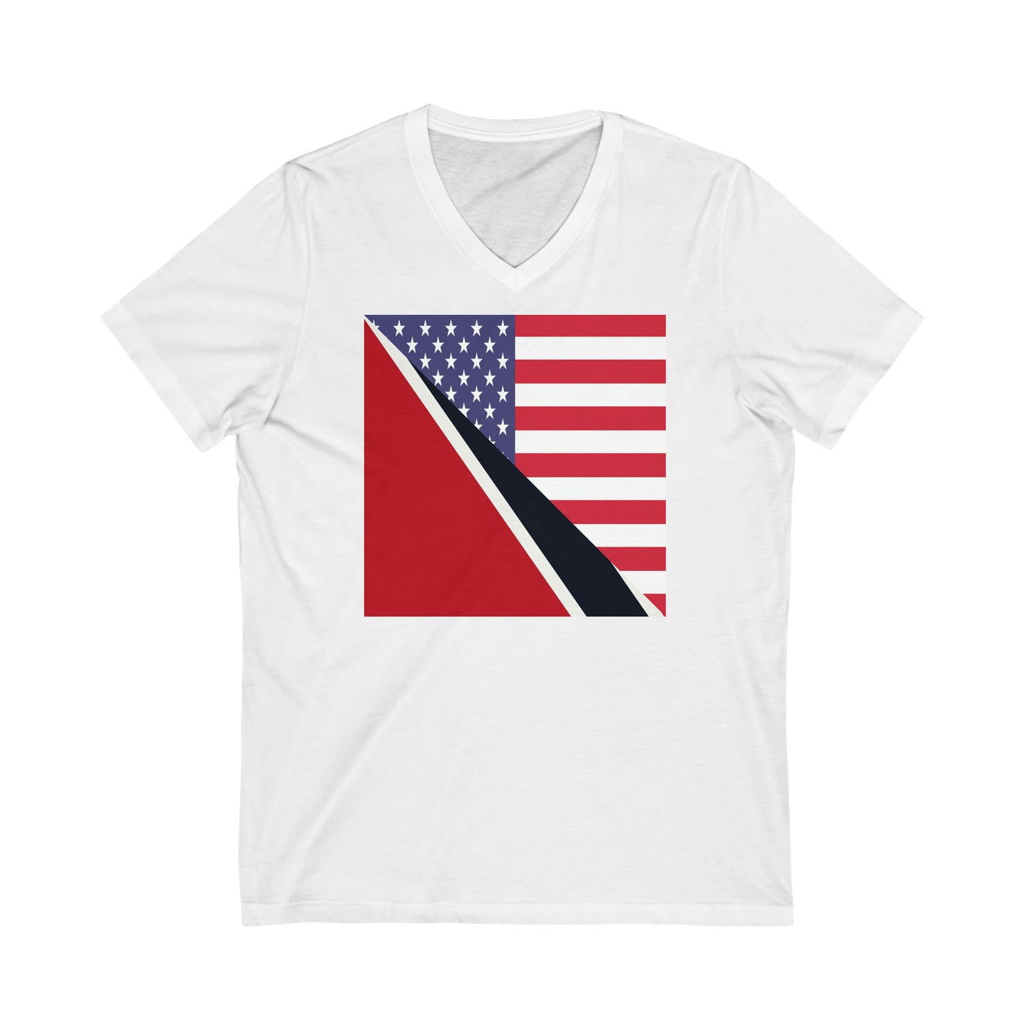 Trinidad American Flag Trini USA V-Neck T-Shirt | Unisex Vee Shirt