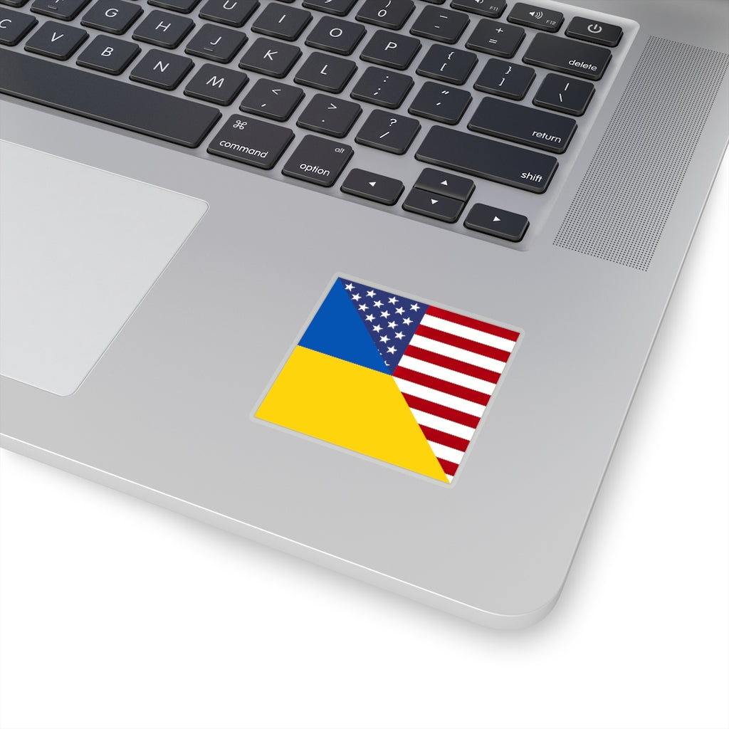 Ukraine America Flag Sticker | USA Ukrainian