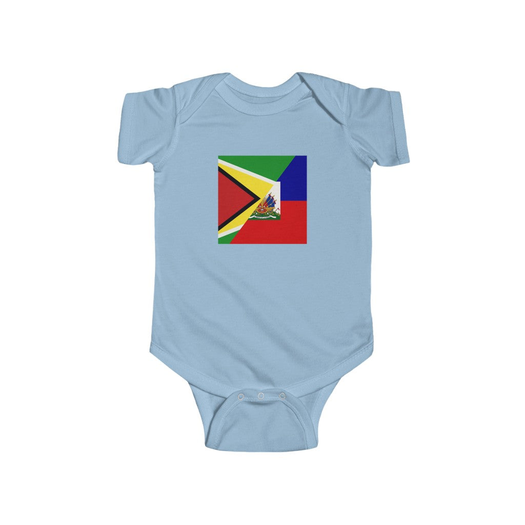 Half Haiti - Guyana Flag | Haitian Guyanese Baby Bodysuit