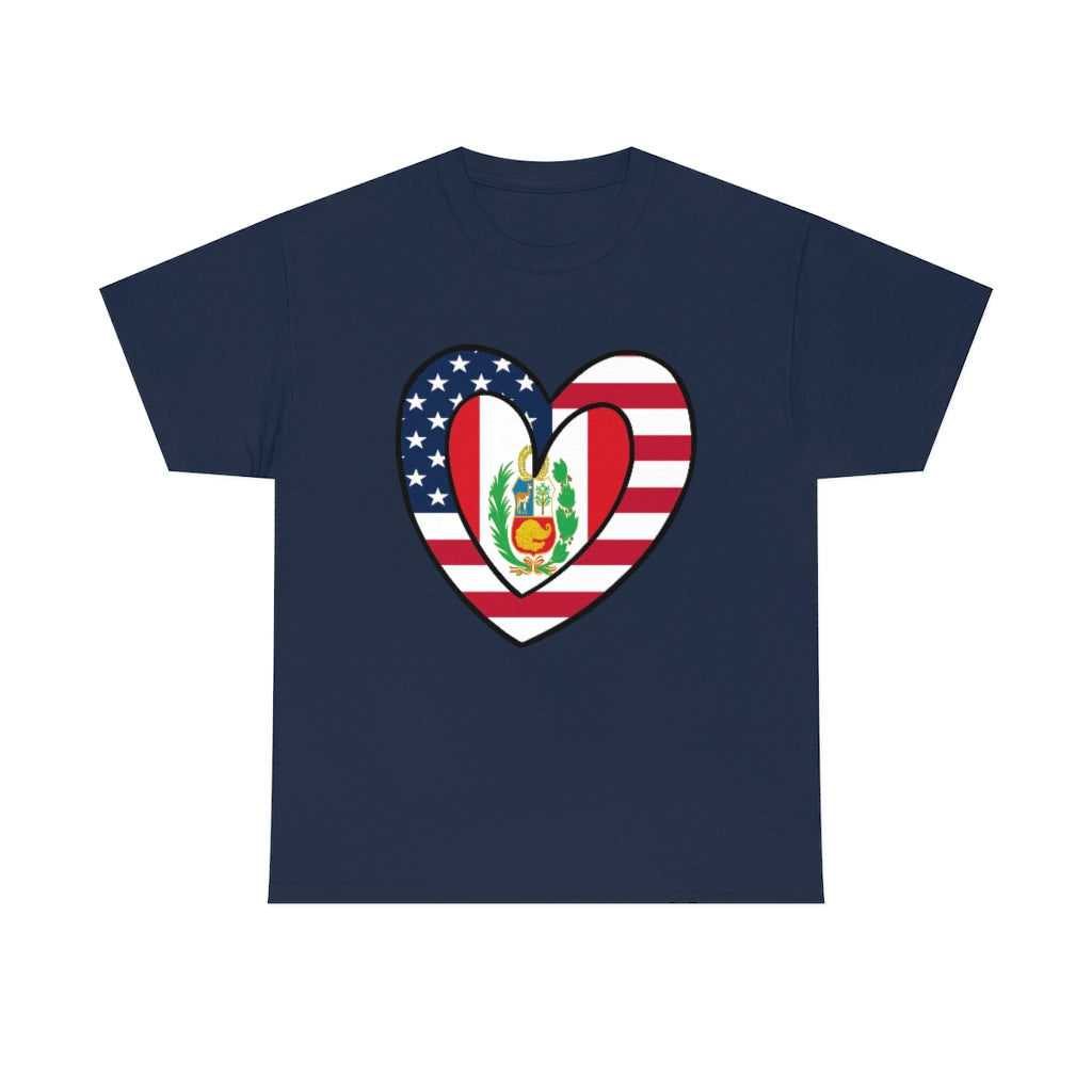 Peruvian American Inner Heart Flag Tee | Unisex Peru USA Shirt