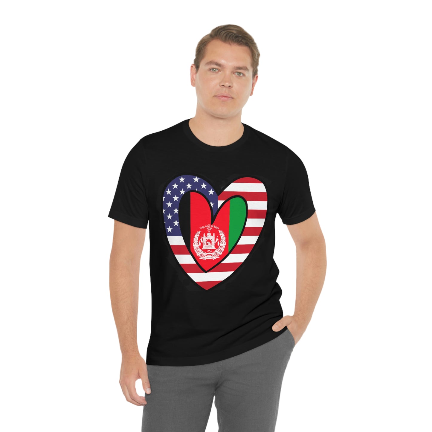 Afghan American Heart Valentines Day Gift Tee Shirt | Afghanistan USA Flag T-Shirt