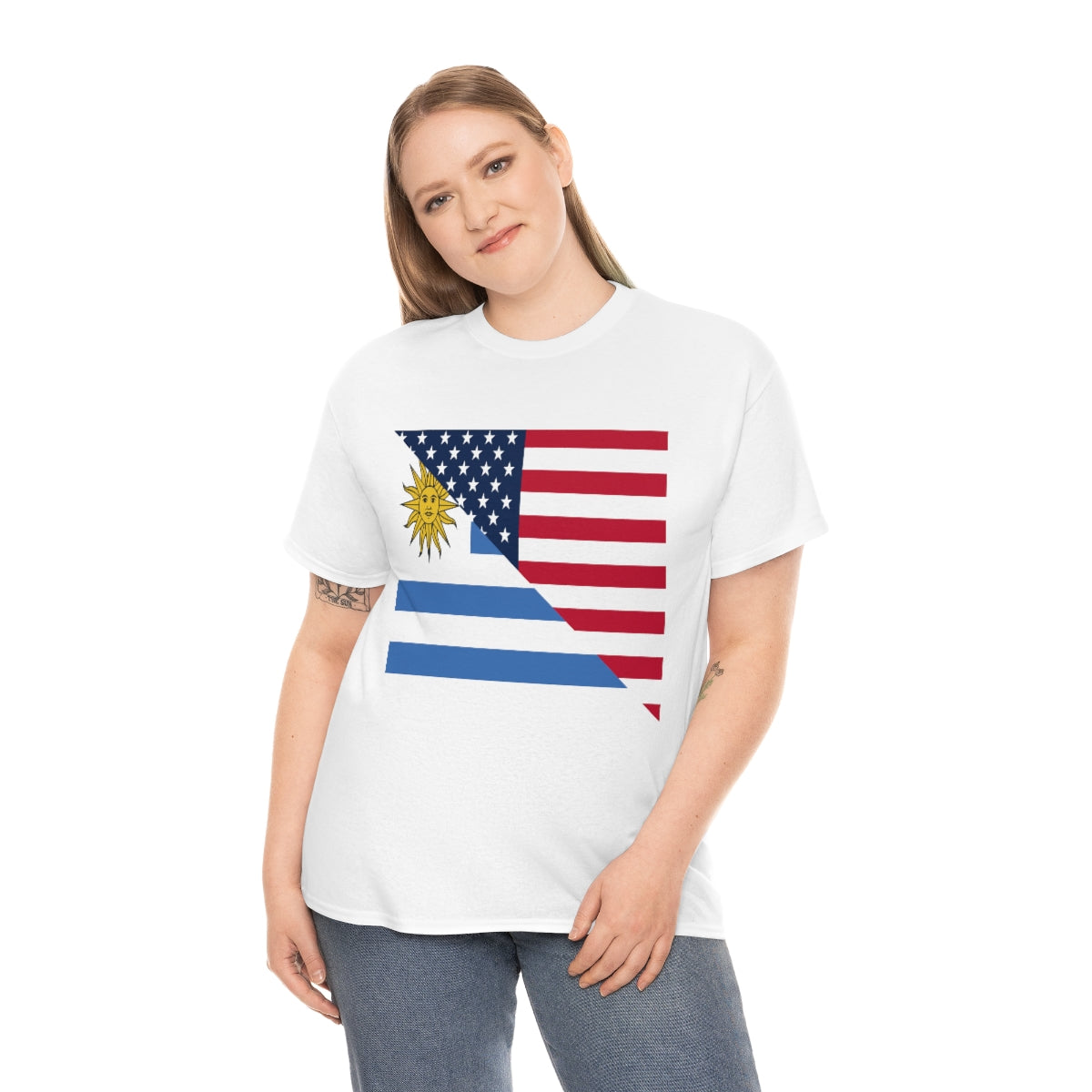 Uruguay American Flag Half Uruguayan USA T-Shirt | Unisex Tee Shirt