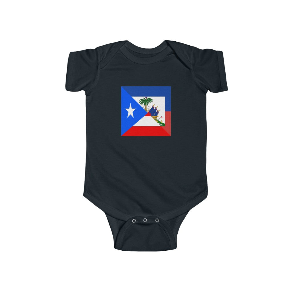 Puerto Rican Haitian Flag Baby Bodysuit | Haiti Boricua Baby Girl Boy