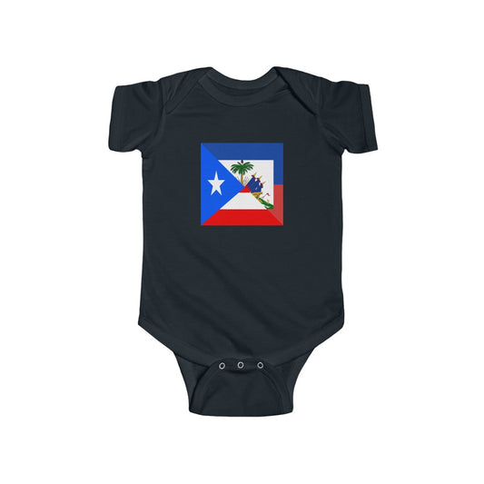 Puerto Rican Haitian Flag Baby Bodysuit | Haiti Boricua Baby Girl Boy