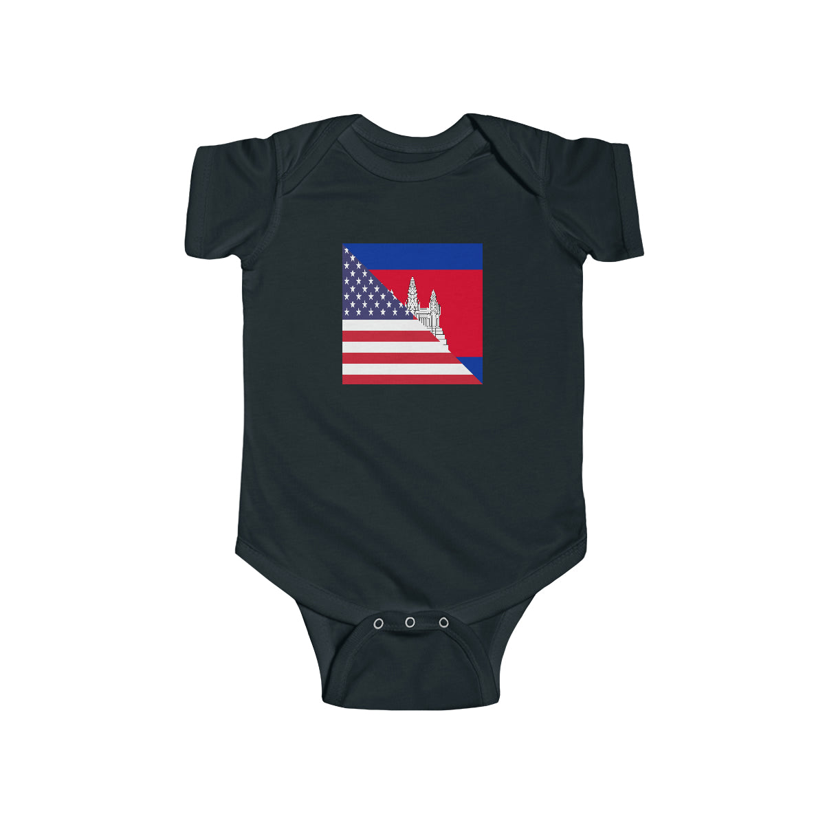 Cambodian American Flag Half Cambodia USA Baby Bodysuit | Newborn Boy Girl