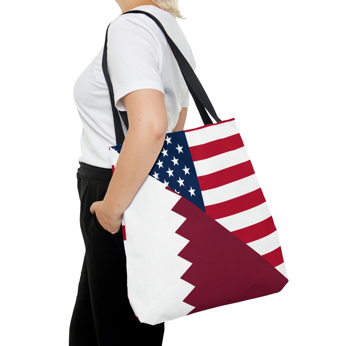 Qatar American Flag Half Qatari USA Tote Bag | Shoulder Bag