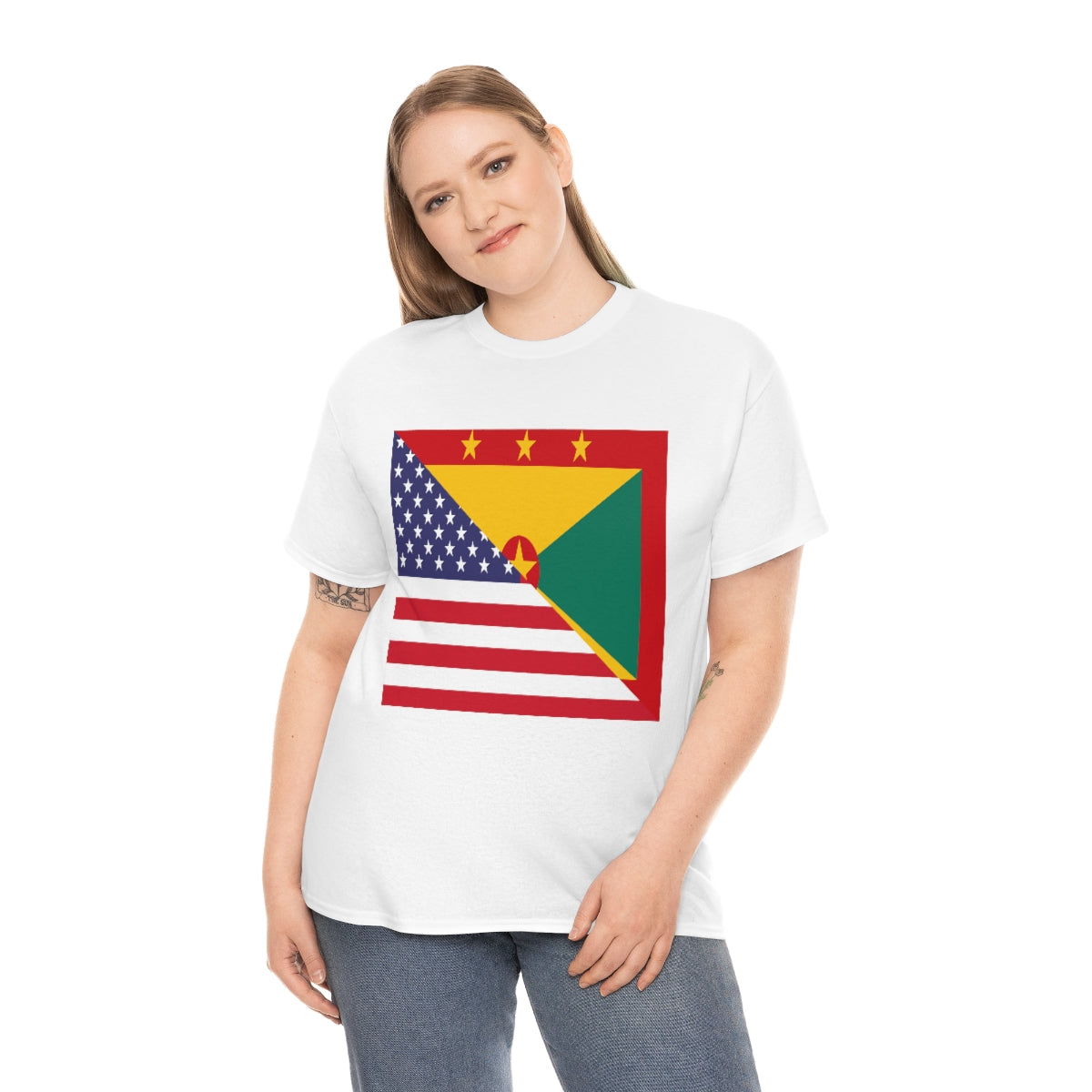 Grenadan American Flag Half Grenada USA T-Shirt | Unisex Tee Shirt