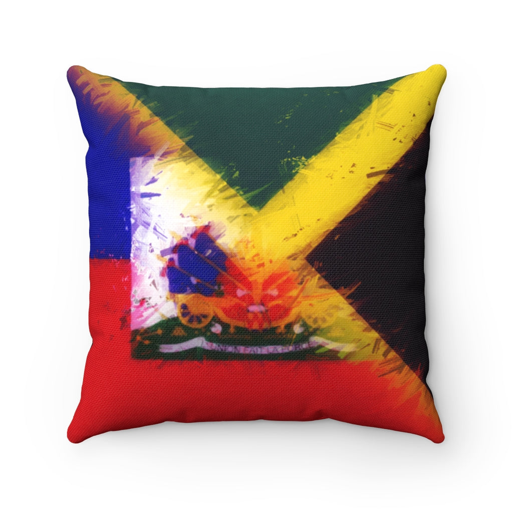 Half Haitian Jamaican Spun Polyester Square Pillow Case