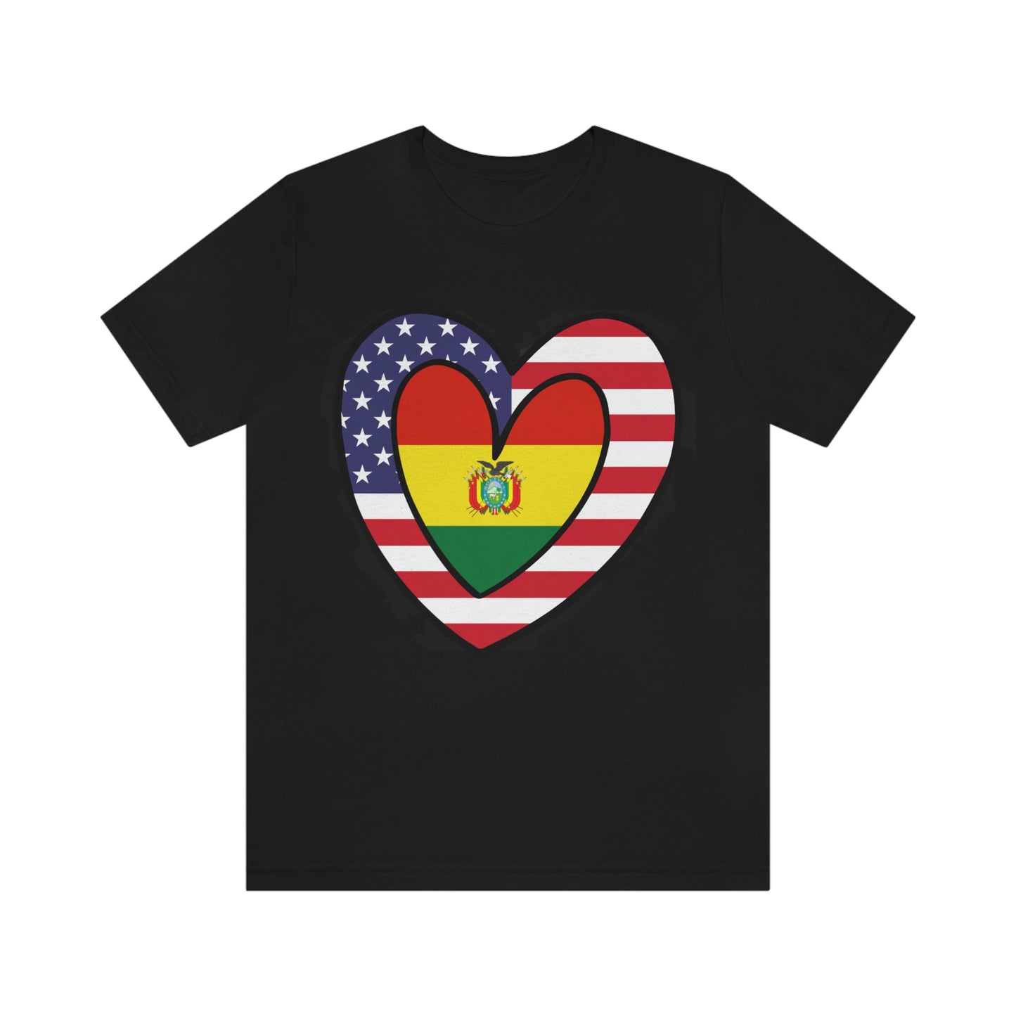 Bolivian American Heart Valentines Day Gift Tee Shirt | Half Bolivia USA Flag T-Shirt