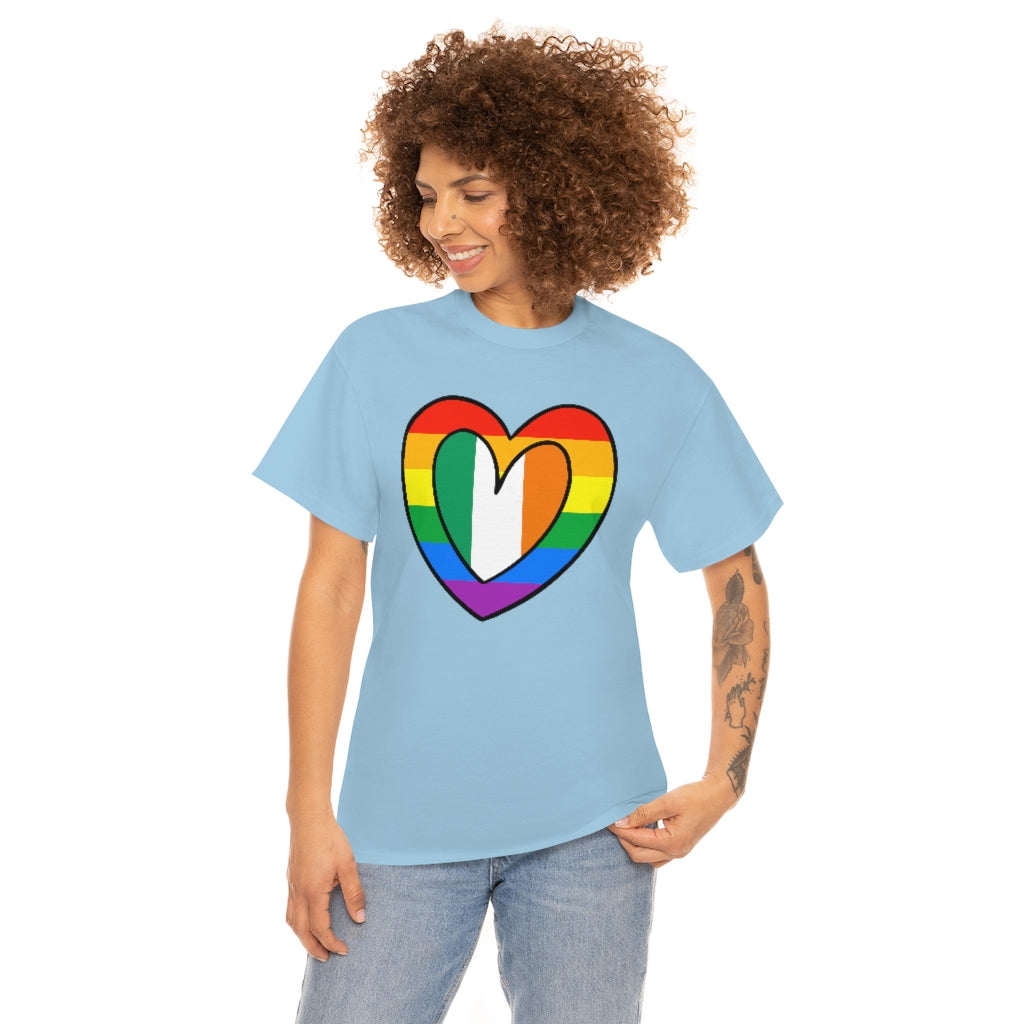 Irish Rainbow Flag Heart T-Shirt | Unisex Ireland Pride Month Tee