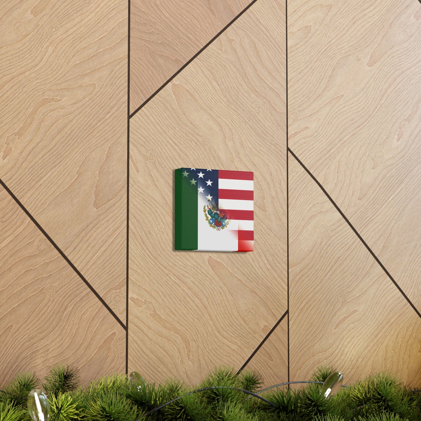 Mexico America Flag | Half US Mexican Canvas Gallery Wraps | Wall Art