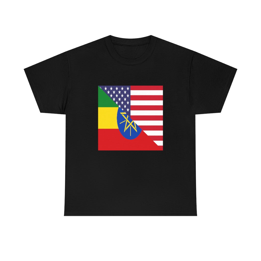 Ethiopia American Flag T-Shirt | Unisex Ethiopian USA Men Women Tee