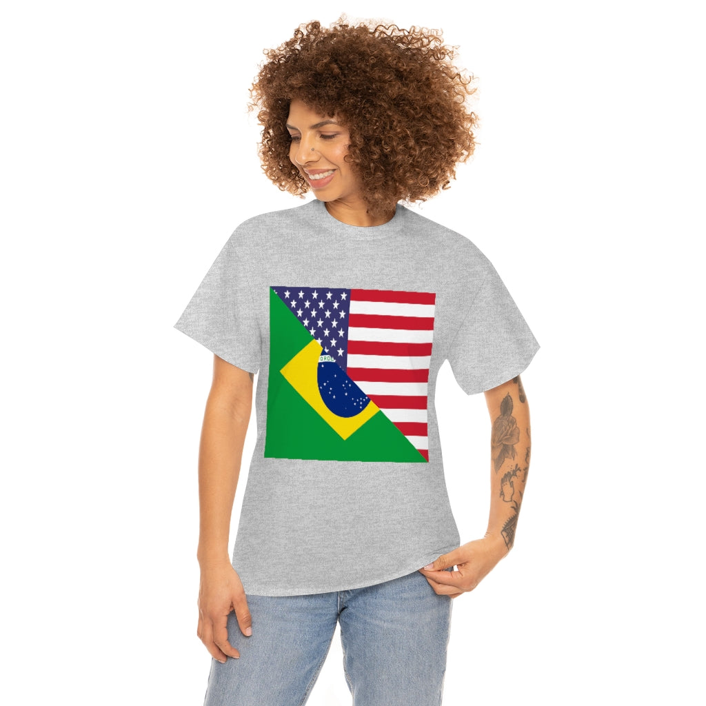 Brazilian American Flag Tee Shirt | Brazil USA Tshirt