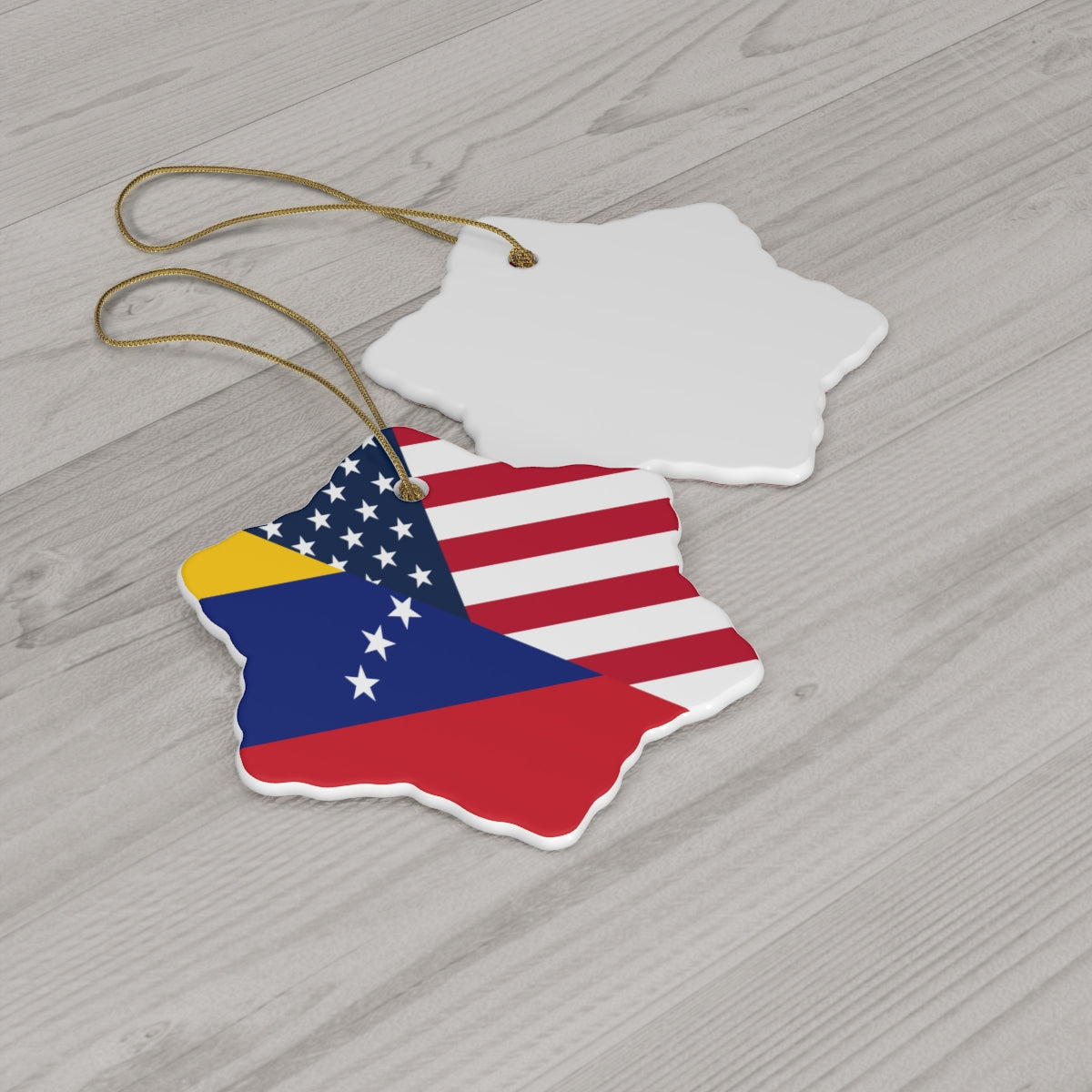 Venezuela American Flag Ceramic Ornaments | Venezuelan USA Holiday Christmas Tree