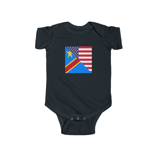 DR Congo American Flag Baby Bodysuit | Unisex Congolese USA Newborn Boy Girl