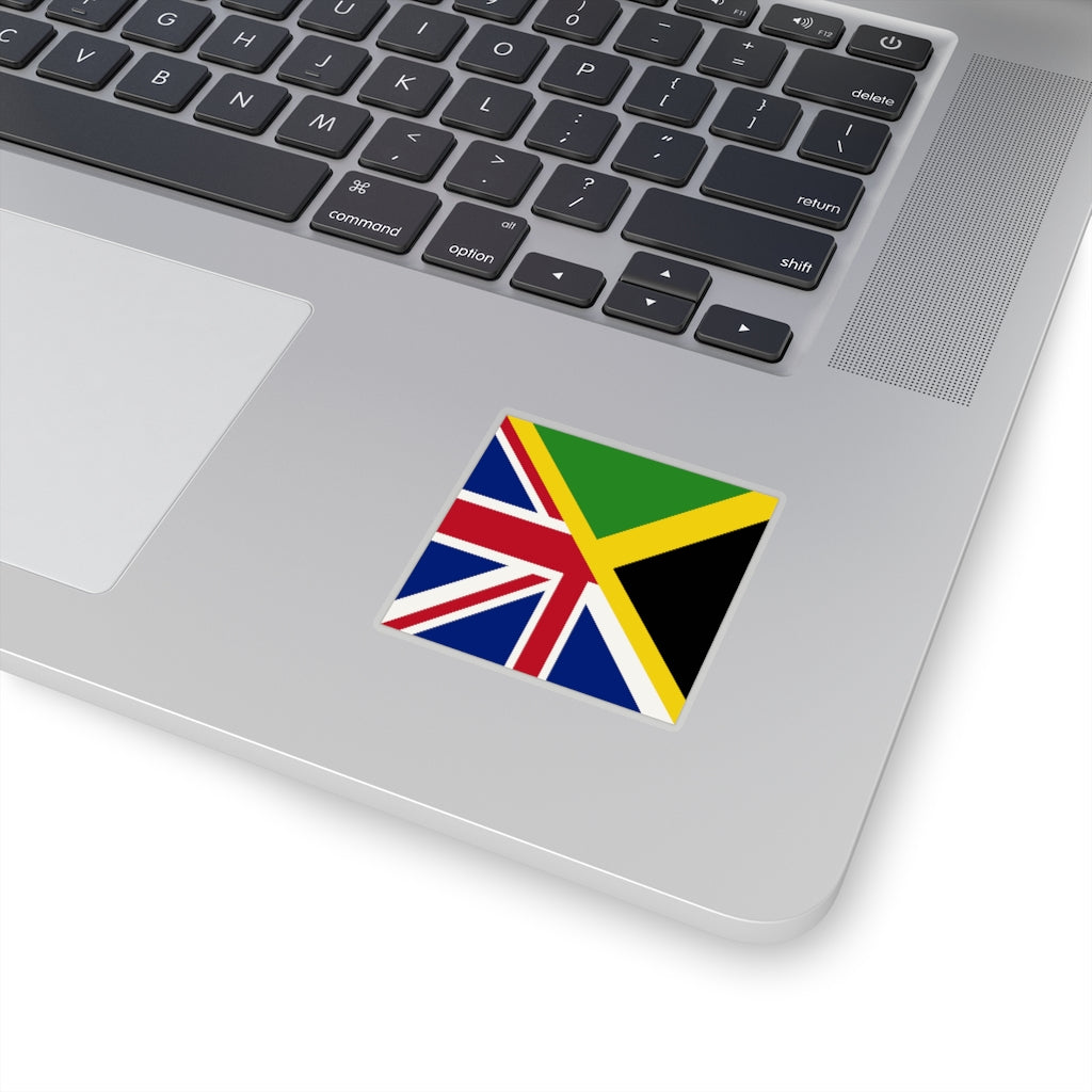 English Jamaican Flag Sticker | Half Jamaica English Flag Sticker