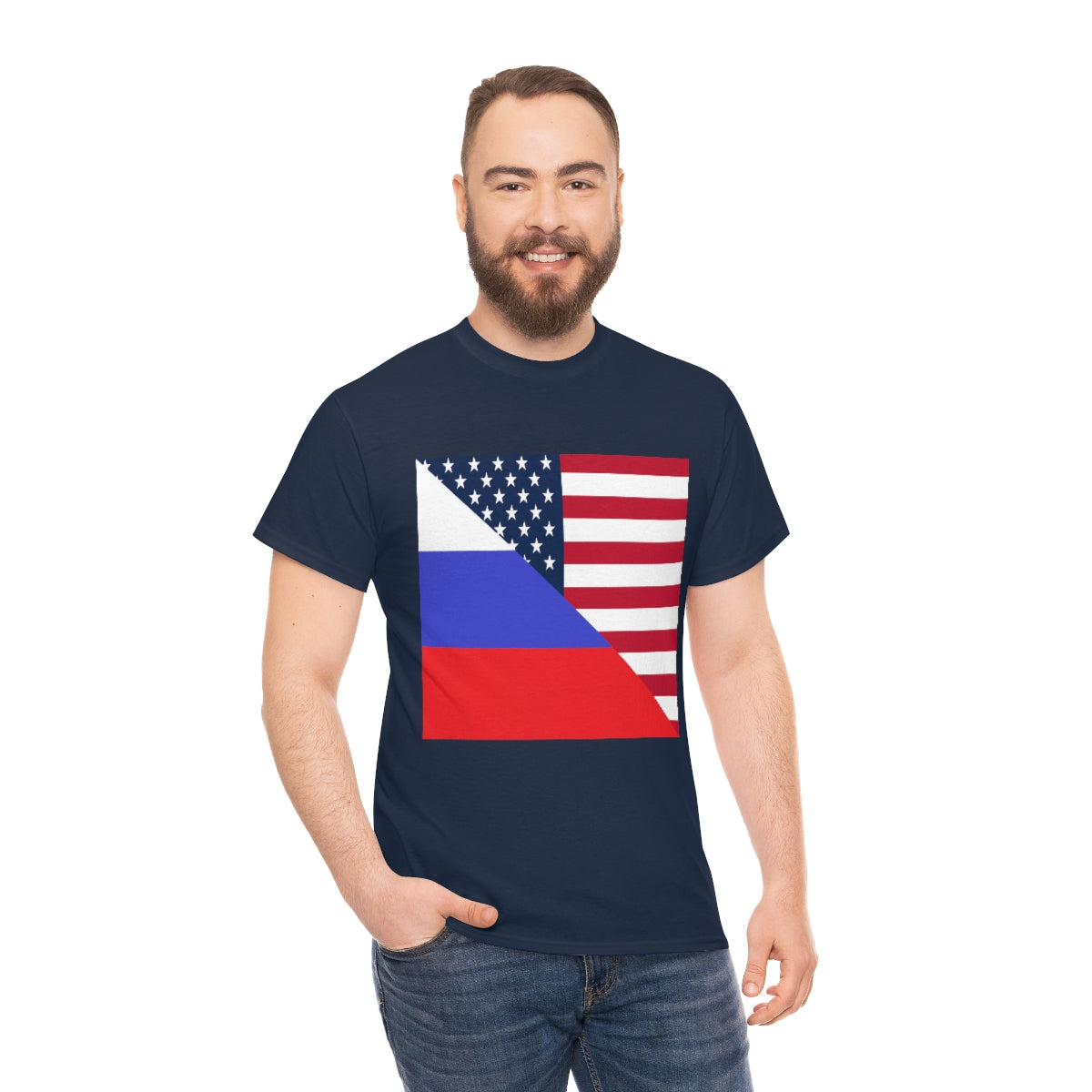 Russian American Flag Half Russia USA T-Shirt | Unisex Tee Shirt