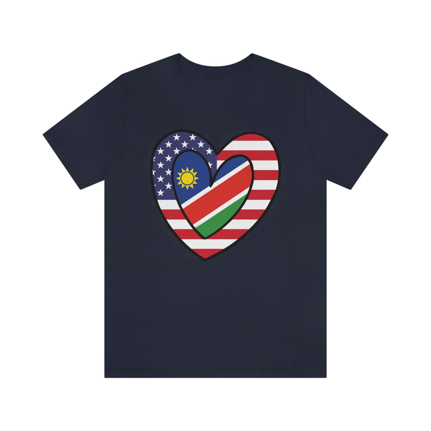 Namibian American Heart Valentines Day Gift Tee Shirt | Namibia USA Flag Wedding T-Shirt