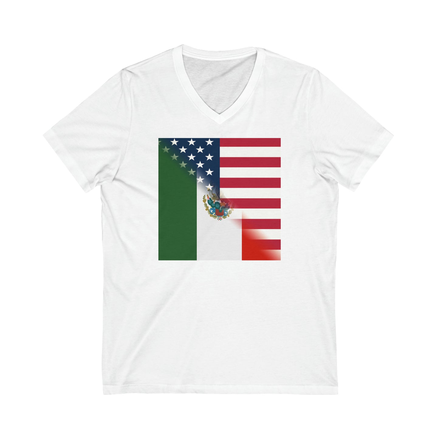 Mexico America Flag | Half US Mexican V-Neck T-Shirt | Unisex Vee Shirt