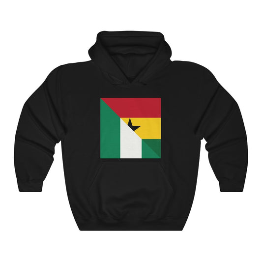 Half Ghanaian-Nigerian Flag Hoodie | Ghana Nigeria US Men Women Pullover