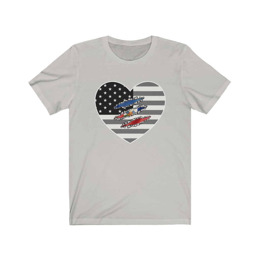 Haitian American At Heart Flag Tee  | Haiti USA Women Men Shirt