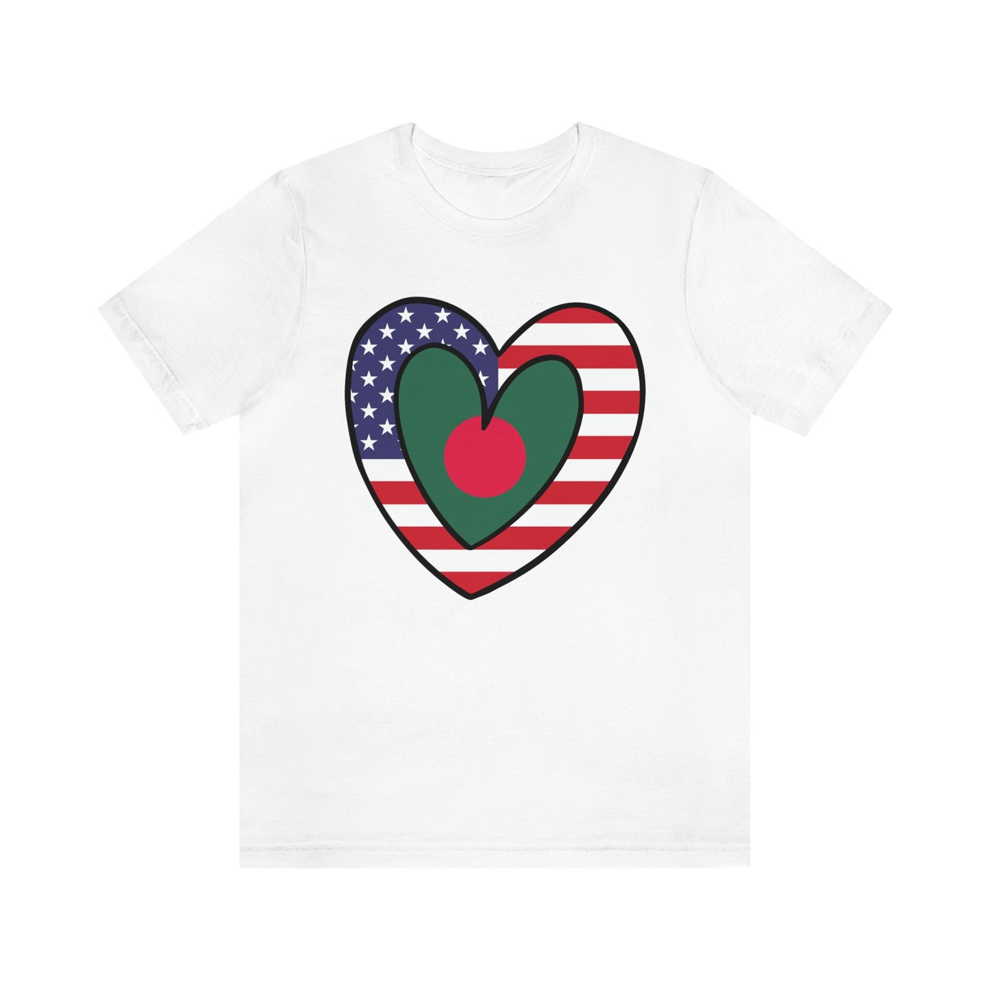 Bangladeshi American Heart Valentines Day Gift Tee Shirt | Bangladesh USA Flag T-Shirt