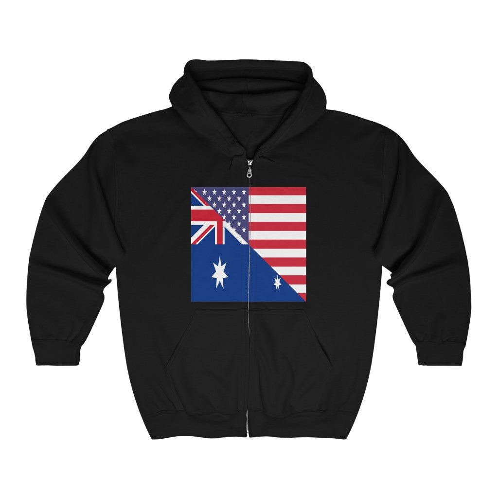 Australian American Flag Australia USA Zip Hoodie | Hooded Sweatshirt