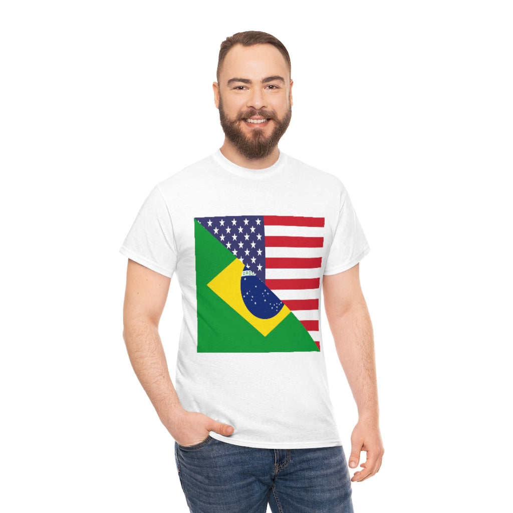 Brazilian American Flag Tee Shirt | Brazil USA Tshirt