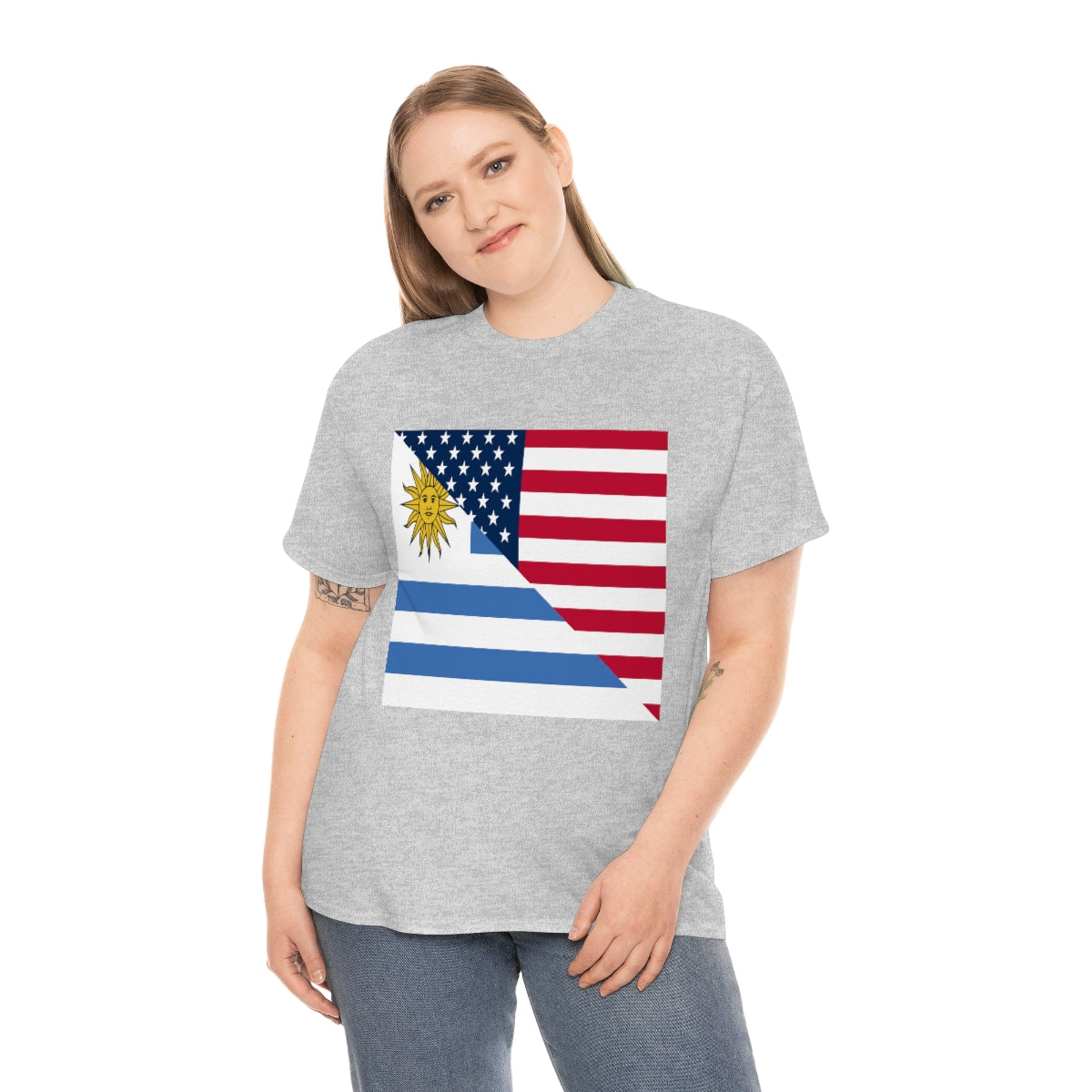 Uruguay American Flag Half Uruguayan USA T-Shirt | Unisex Tee Shirt