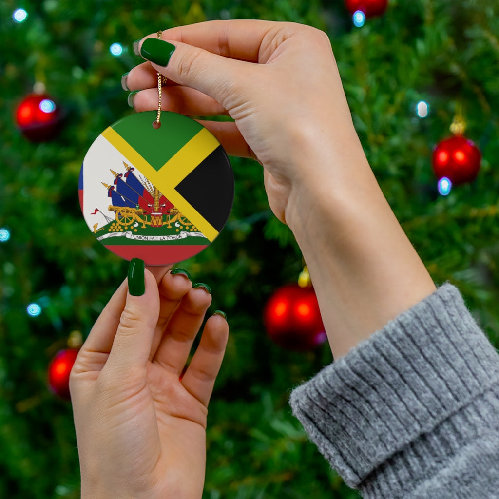 Haitian Jamaican Flag Ceramic Ornaments | Jamaica Haiti Christmas Tree